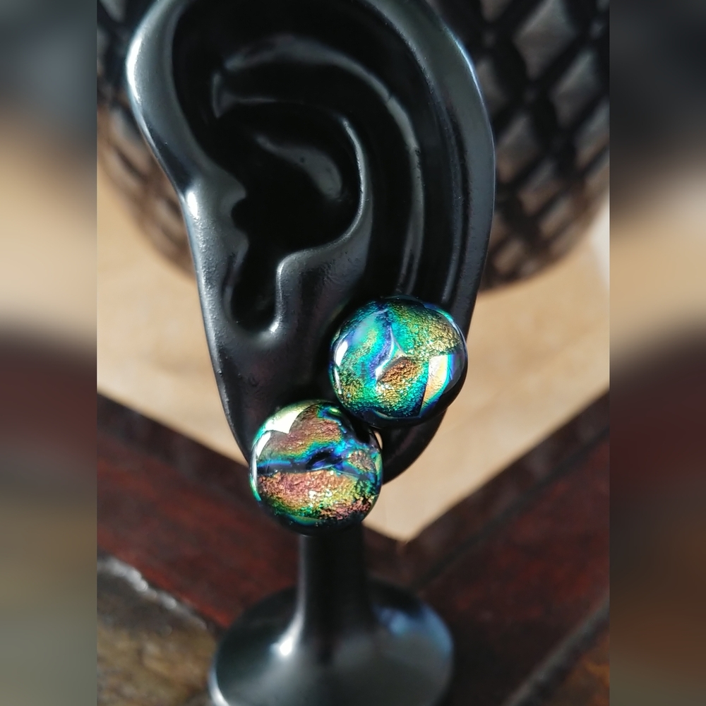 Dichroic Round Earrings